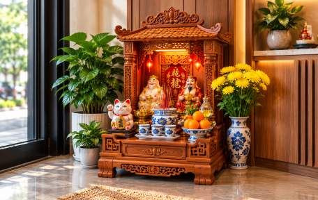 Bàn Thờ Ông Địa Mini Đẹp – Mẫu Nhỏ Gọn Cho Không Gian Hẹp